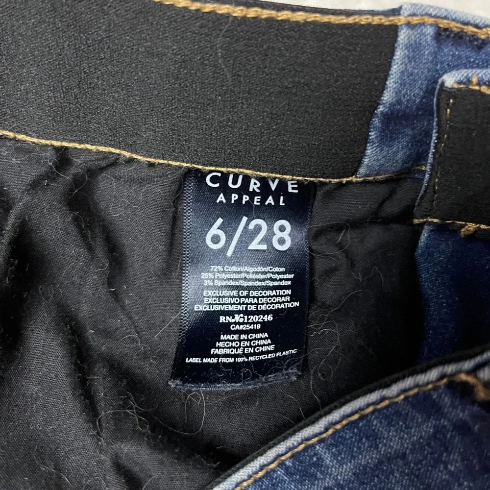 Curve Appeal Denim Shorts‎ Womens 6/28 Blue Dark Wash Raw Hem High Rise Stretch